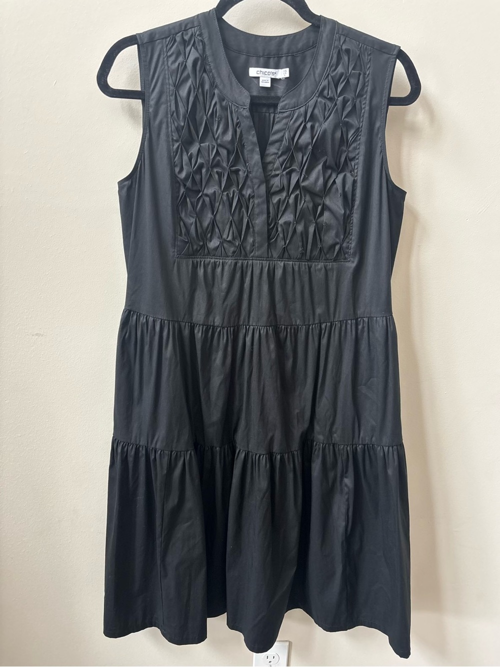 Chico's Black Sleeveless Tiered Midi Dress Size 0.5
